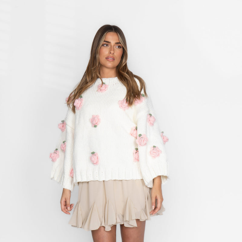 Camelia | Jersey con rosas en relieve