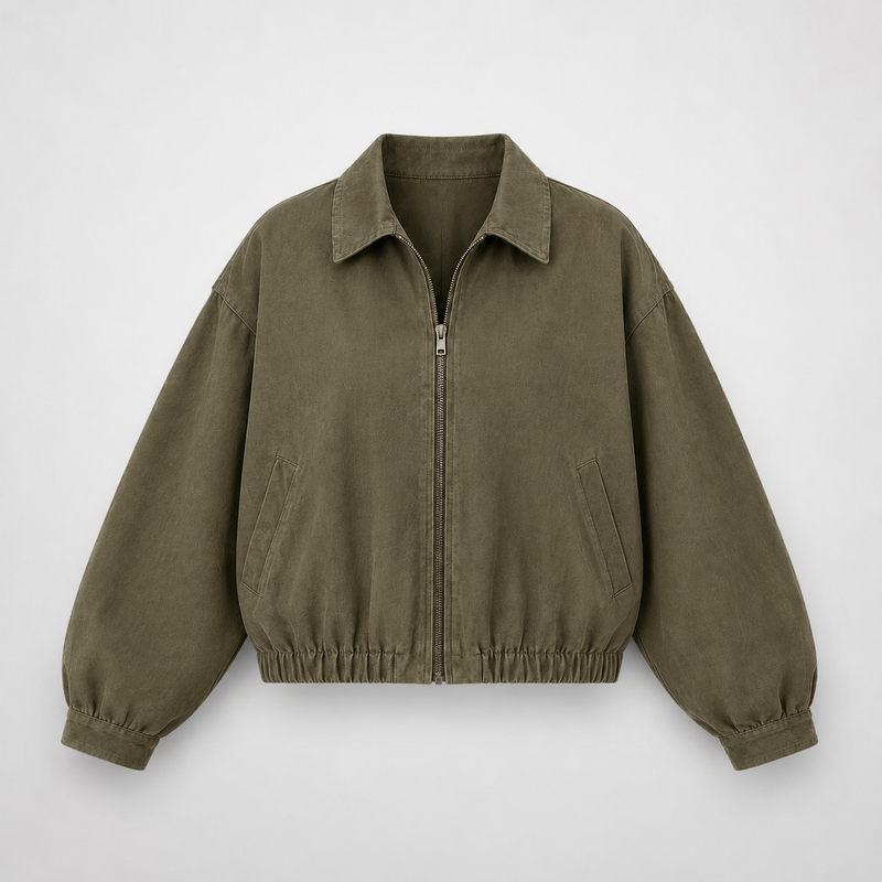 Bomber Collar Olive - prenda completa