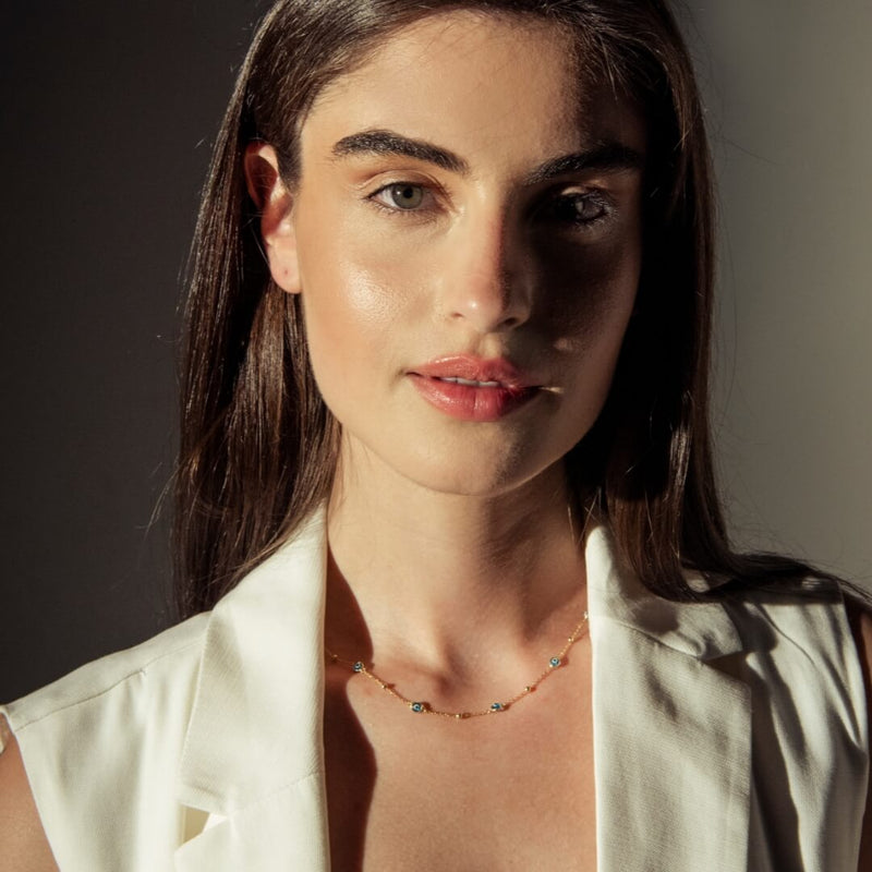 Oihana | Collar de cadena fina con ojos turcos