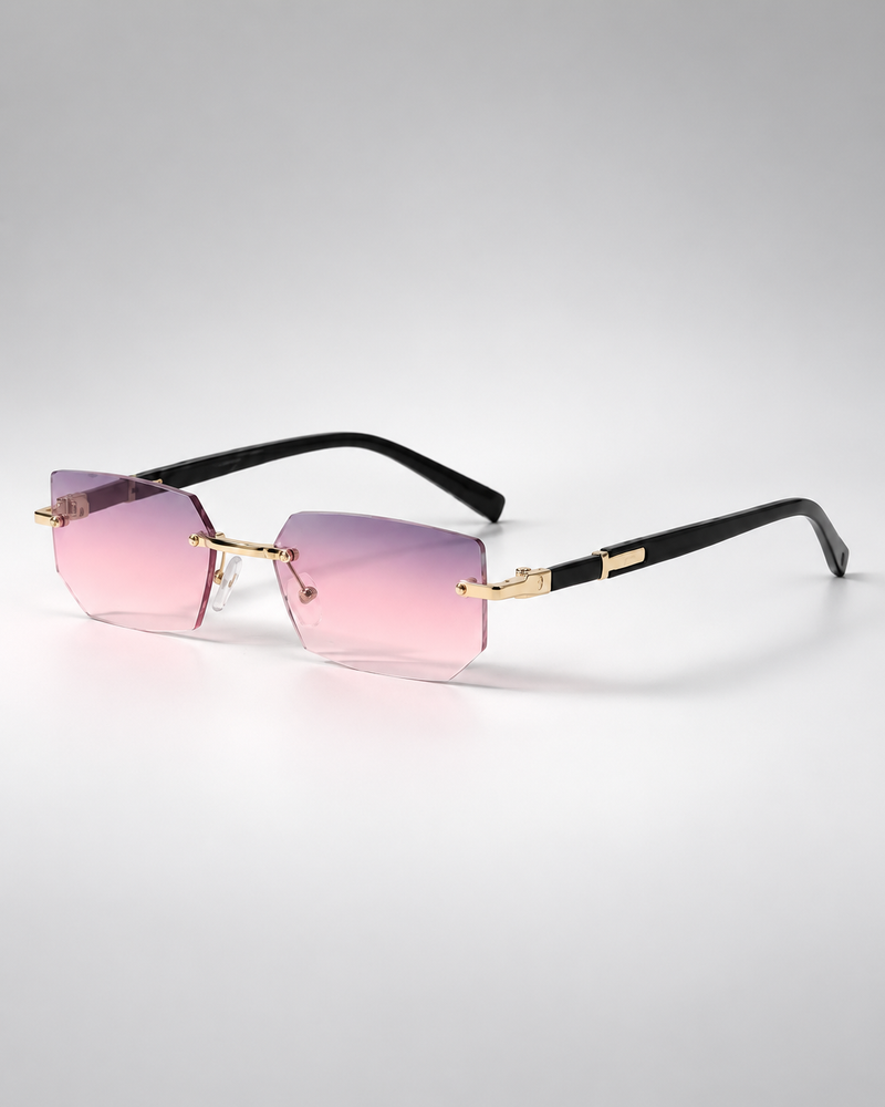 Gafas Rimless rosa frambuesa