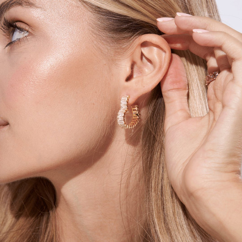 Lena | Aros de pedrería rectangular