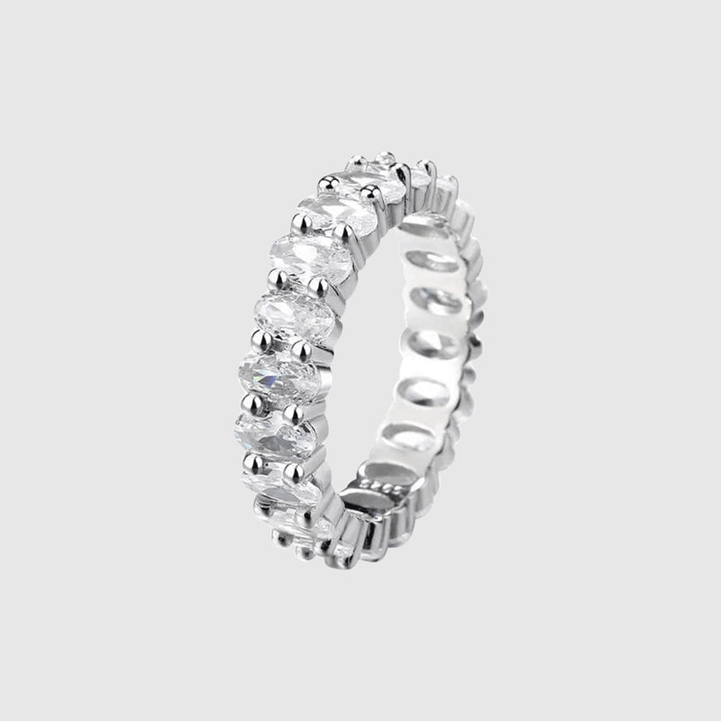 Fabia | Anillo alianza de piedras cuadradas