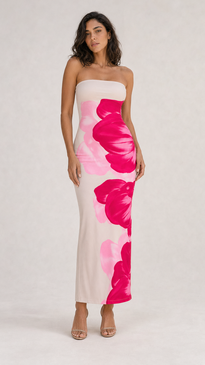 Vestido Floral Strapless - modelo 1