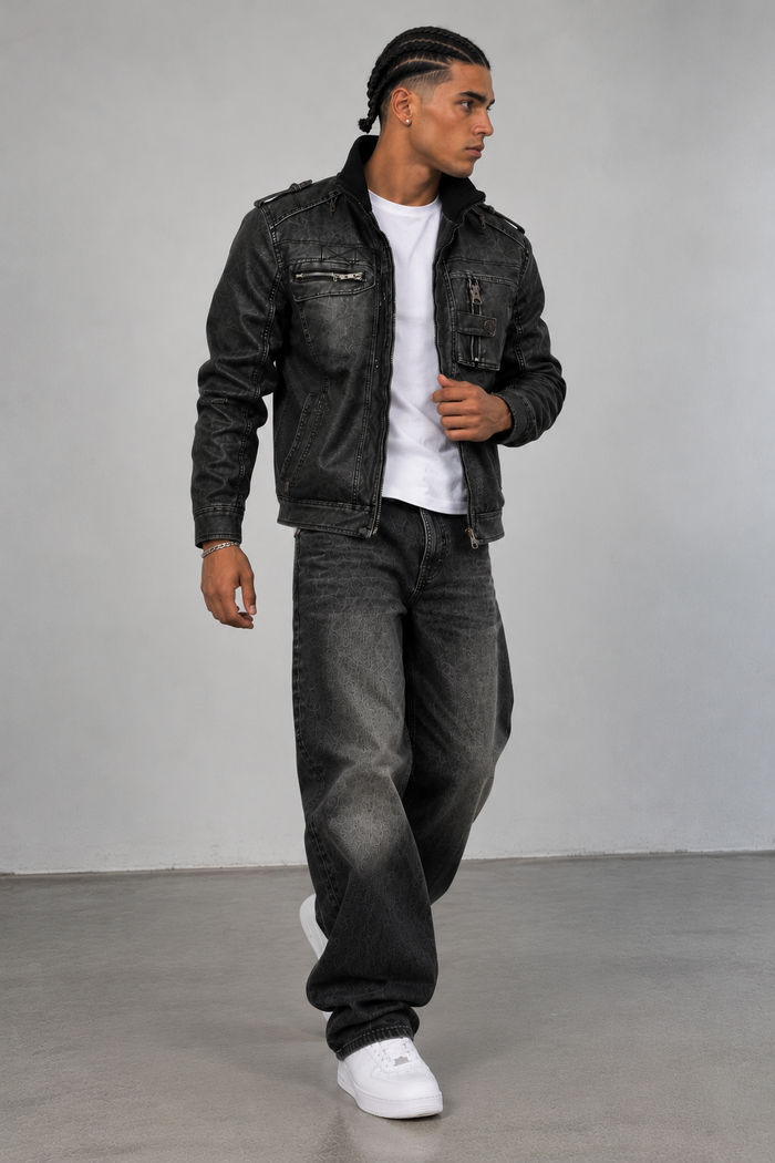 Chaqueta Asfalto negra modelo frontal