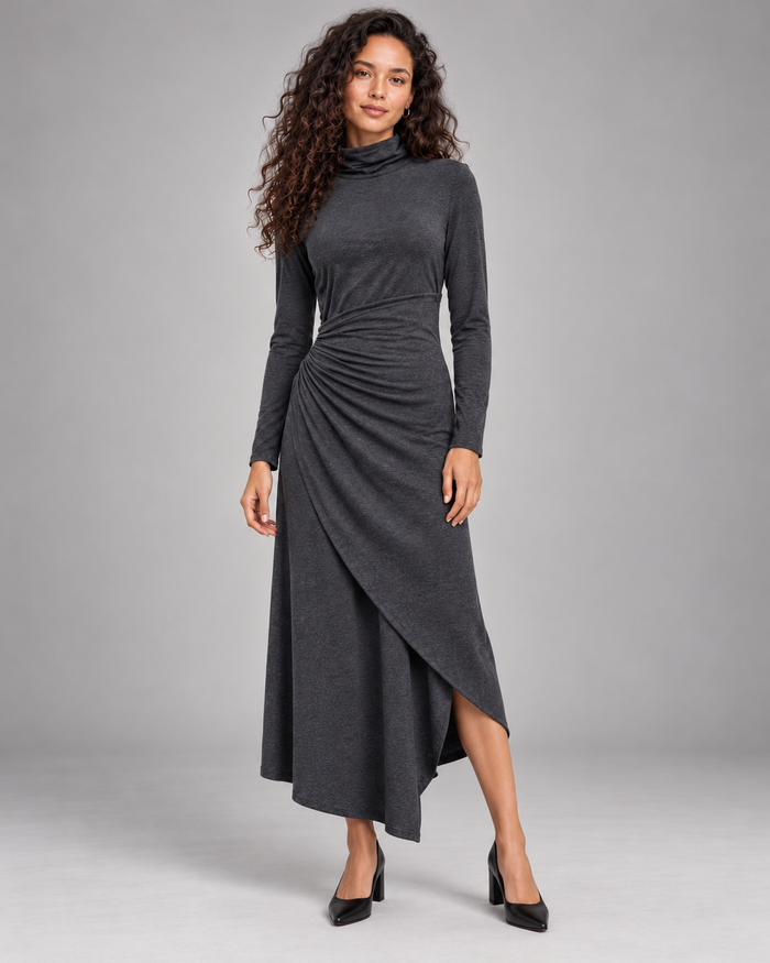Vestido Margot Drapeado gris - vista frontal