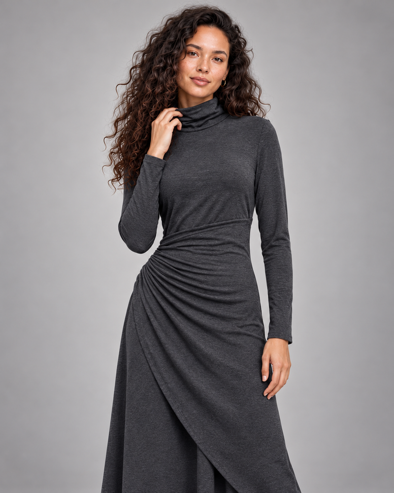 Vestido Margot Drapeado gris - plano medio