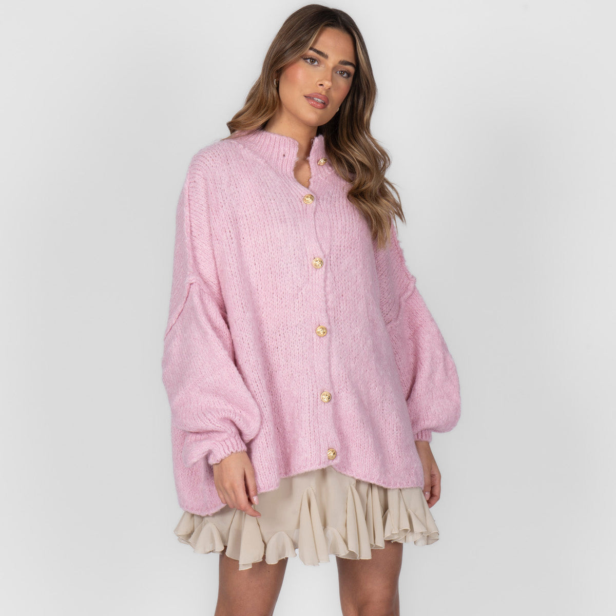 CozyGlam | Conjunto de cárdigan oversize y falda