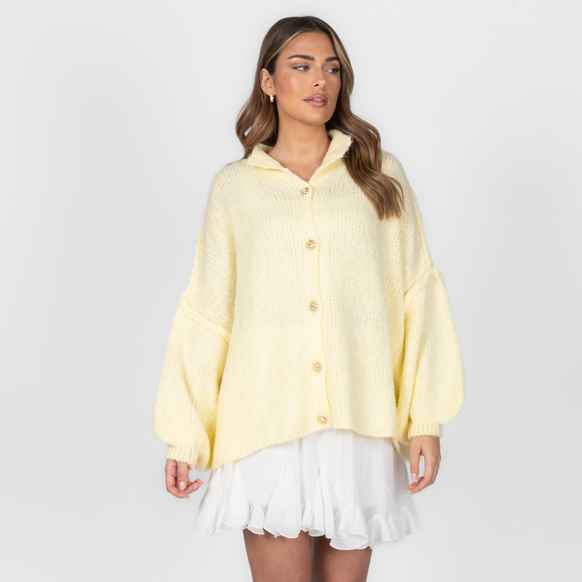 CozyGlam | Conjunto de cárdigan oversize y falda