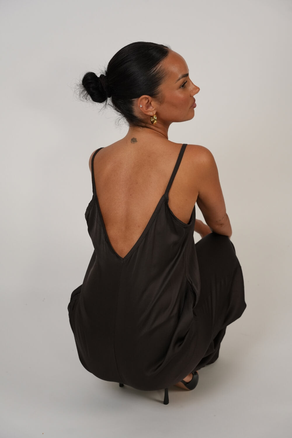 Maite | Mono largo satinado de tirantes