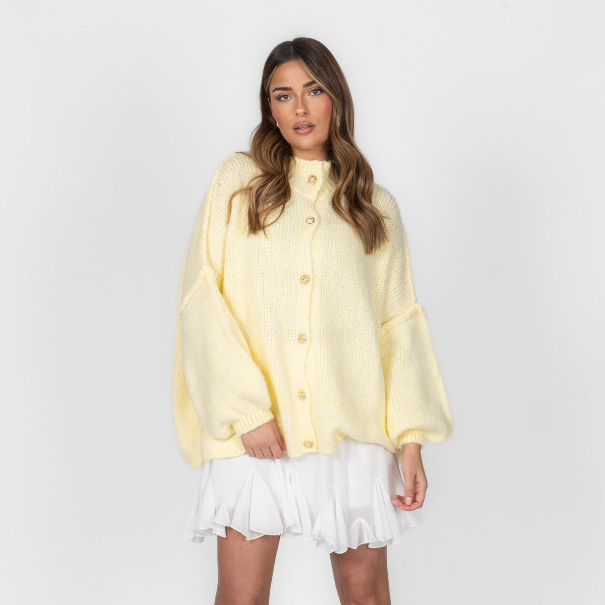 CozyGlam | Conjunto de cárdigan oversize y falda