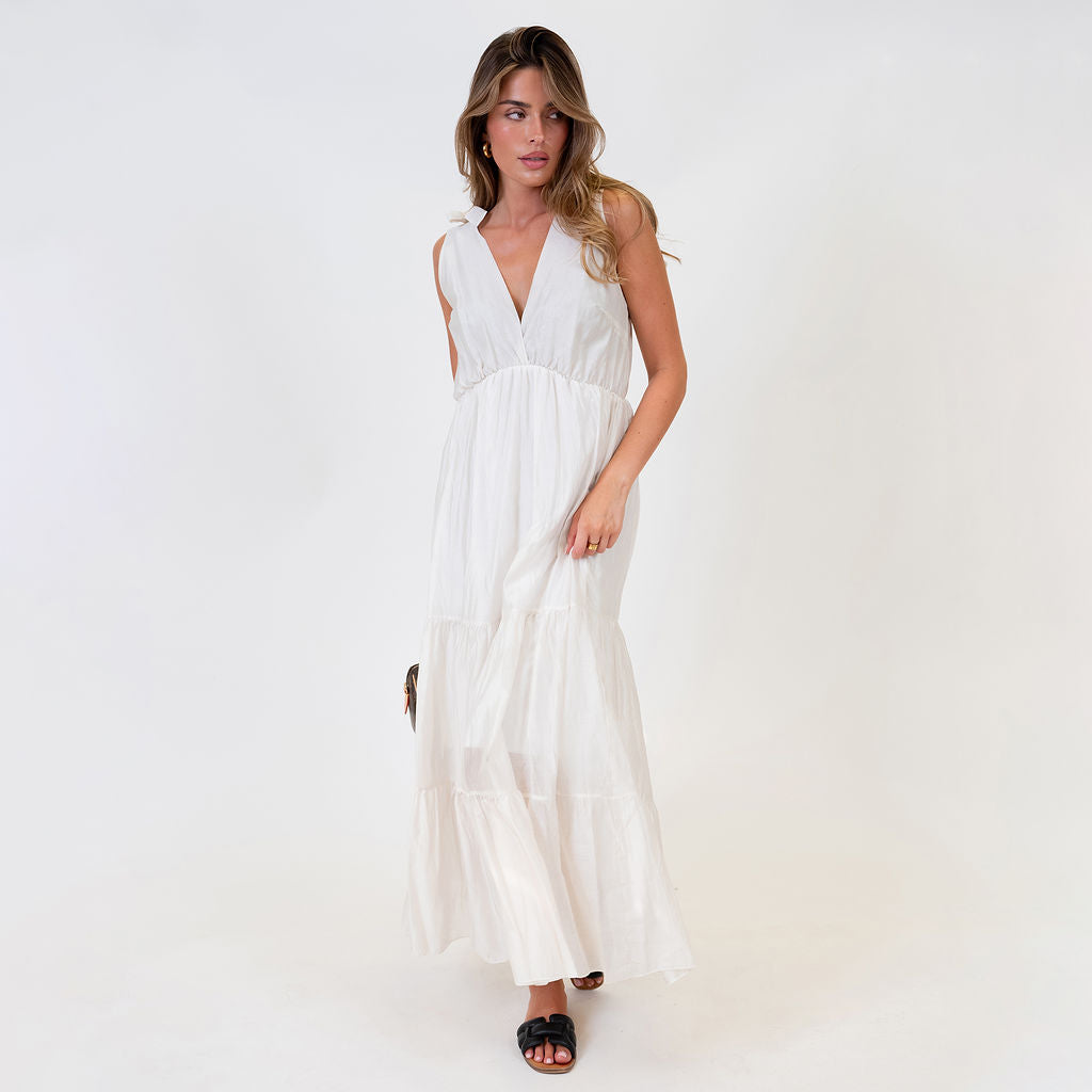 Renata | Vestido largo con lazos en los hombros