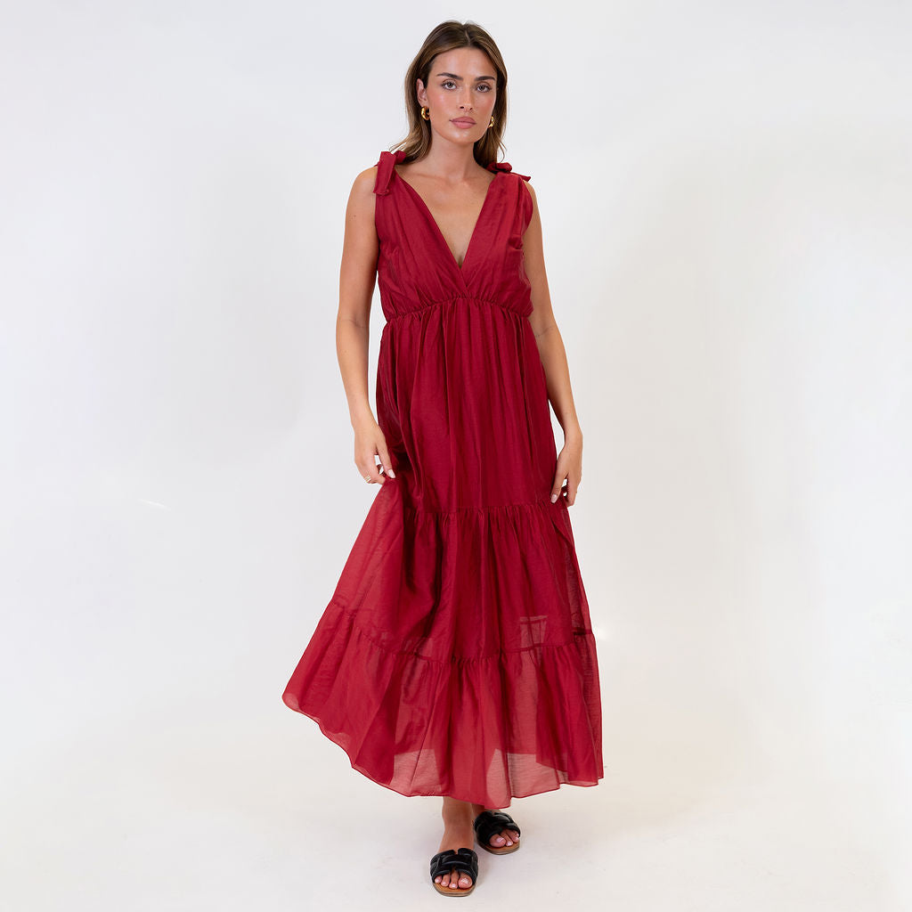 Renata | Vestido largo con lazos en los hombros