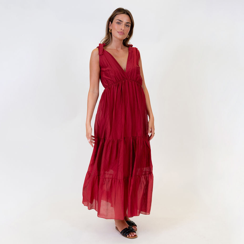 Renata | Vestido largo con lazos en los hombros