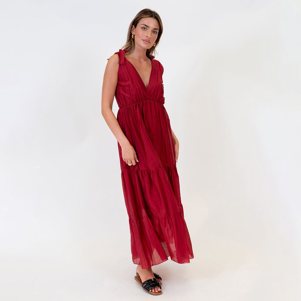 Renata | Vestido largo con lazos en los hombros