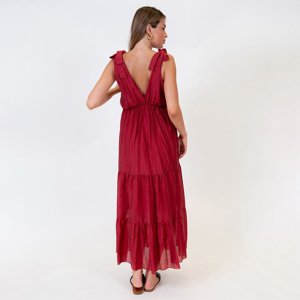 Renata | Vestido largo con lazos en los hombros