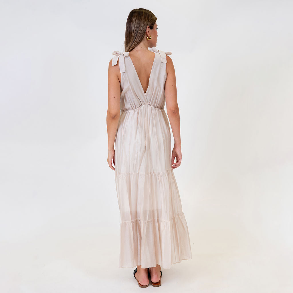 Renata | Vestido largo con lazos en los hombros