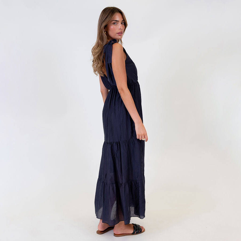 Renata | Vestido largo con lazos en los hombros
