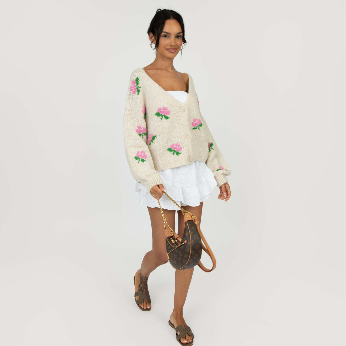 Azahara | Cárdigan oversize con motivo de rosas