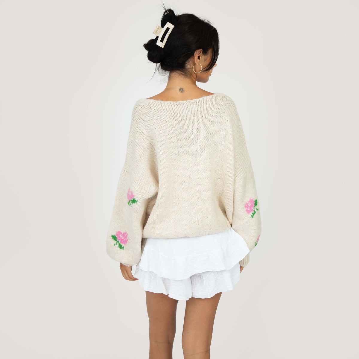Azahara | Cárdigan oversize con motivo de rosas