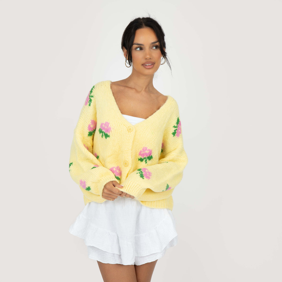 Azahara | Cárdigan oversize con motivo de rosas