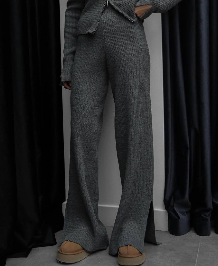 Aitana | Pantalón recto de punto acanalado