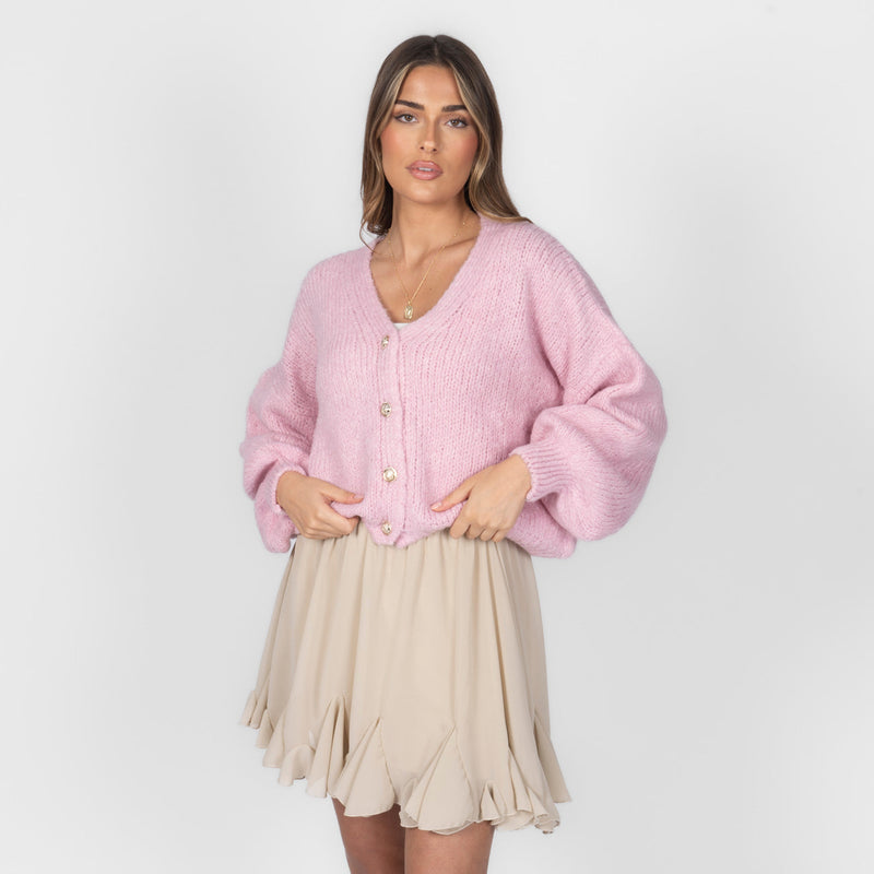 Verónica | Cárdigan corto oversize con escote en V y botones