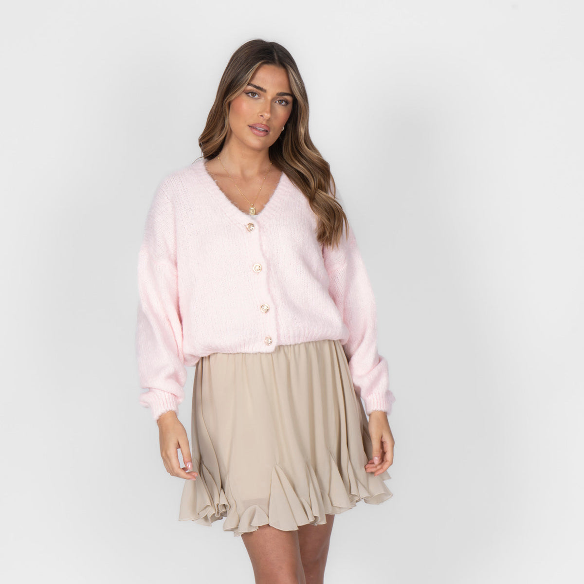 Verónica | Cárdigan corto oversize con escote en V y botones