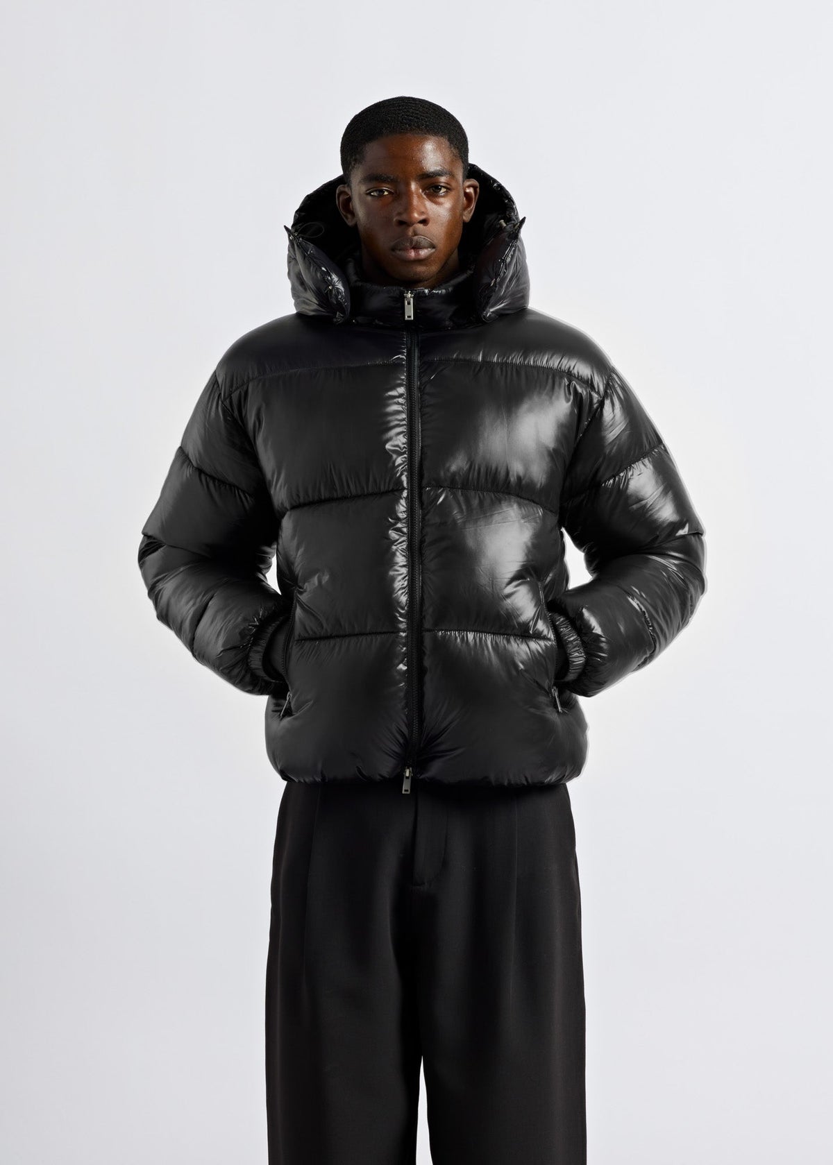 Chaqueta Acolchada Capucha Desmontable Iker en negro brillante, foto 3