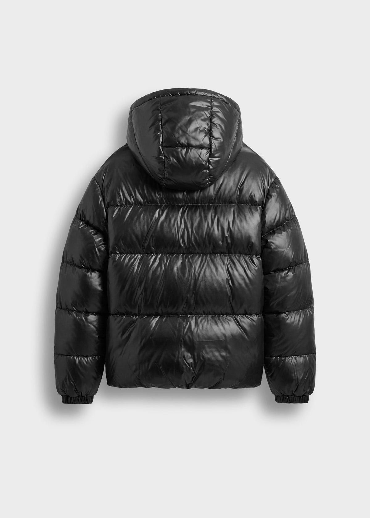 Chaqueta Acolchada Capucha Desmontable Iker en negro brillante, vista trasera