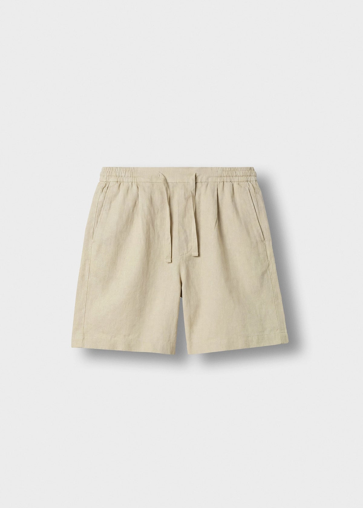 Pantalón Corto de Lino Ramón en beige, vista delantera