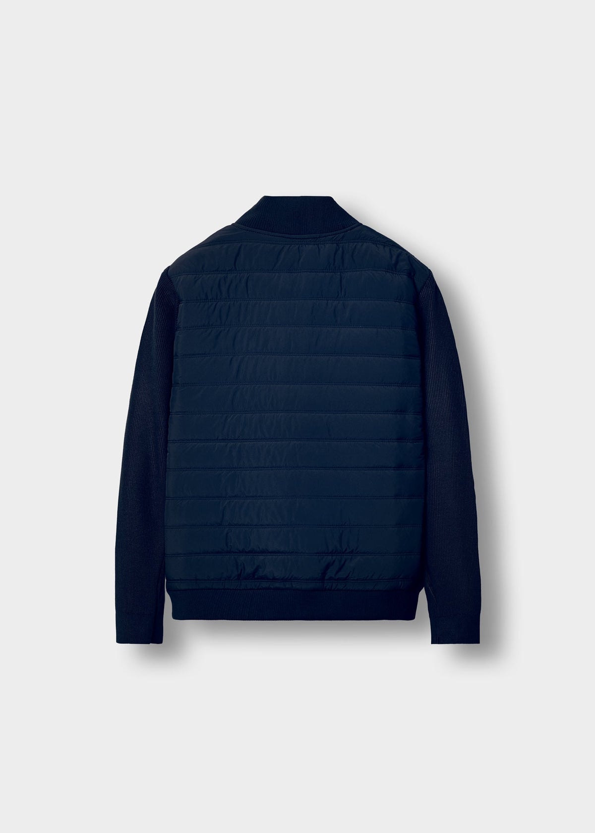 Chaqueta Acolchada Mangas de Punto Hugo en azul marino, vista trasera