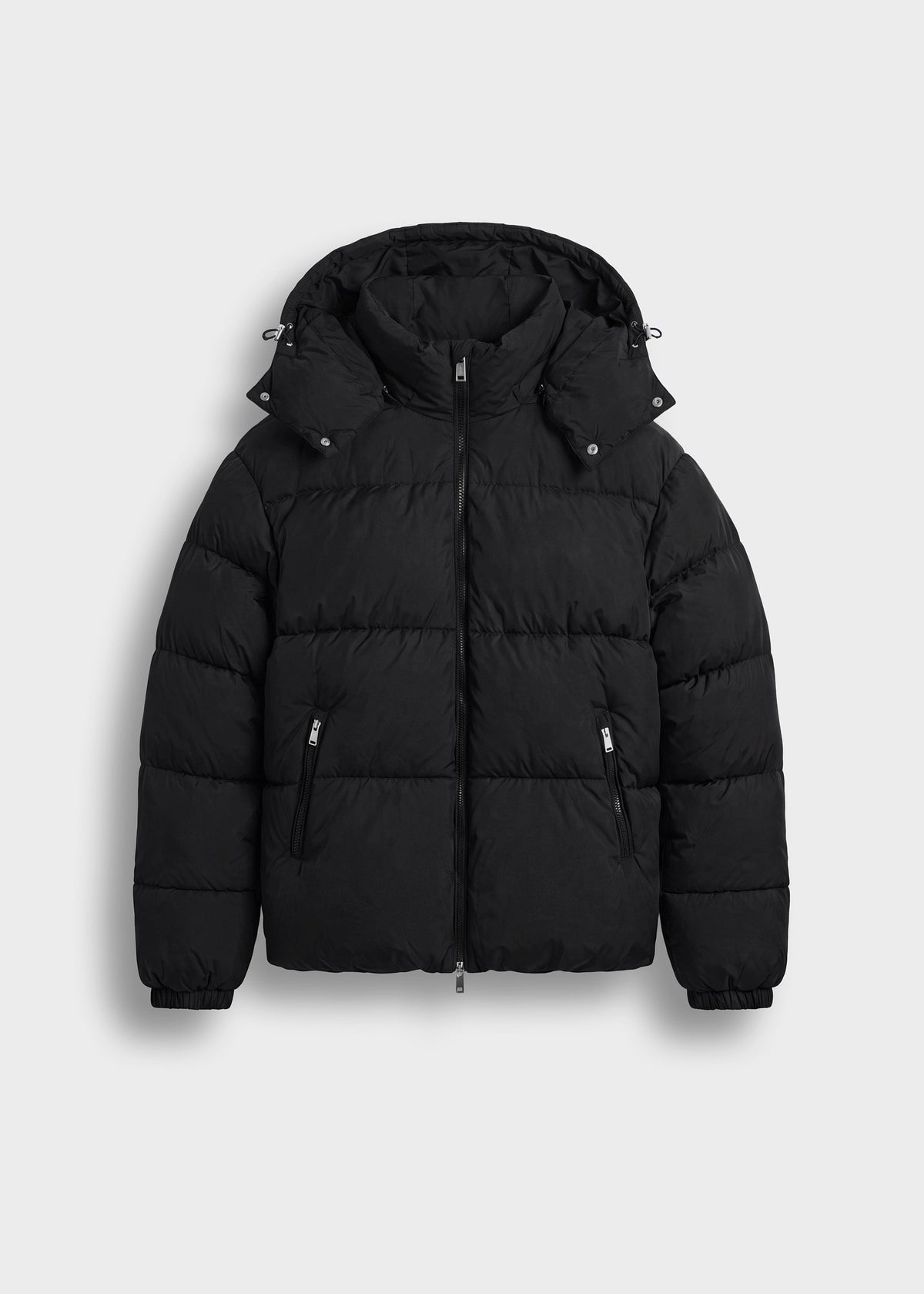 Chaqueta Acolchada Capucha Desmontable Iker en negro mate, vista delantera
