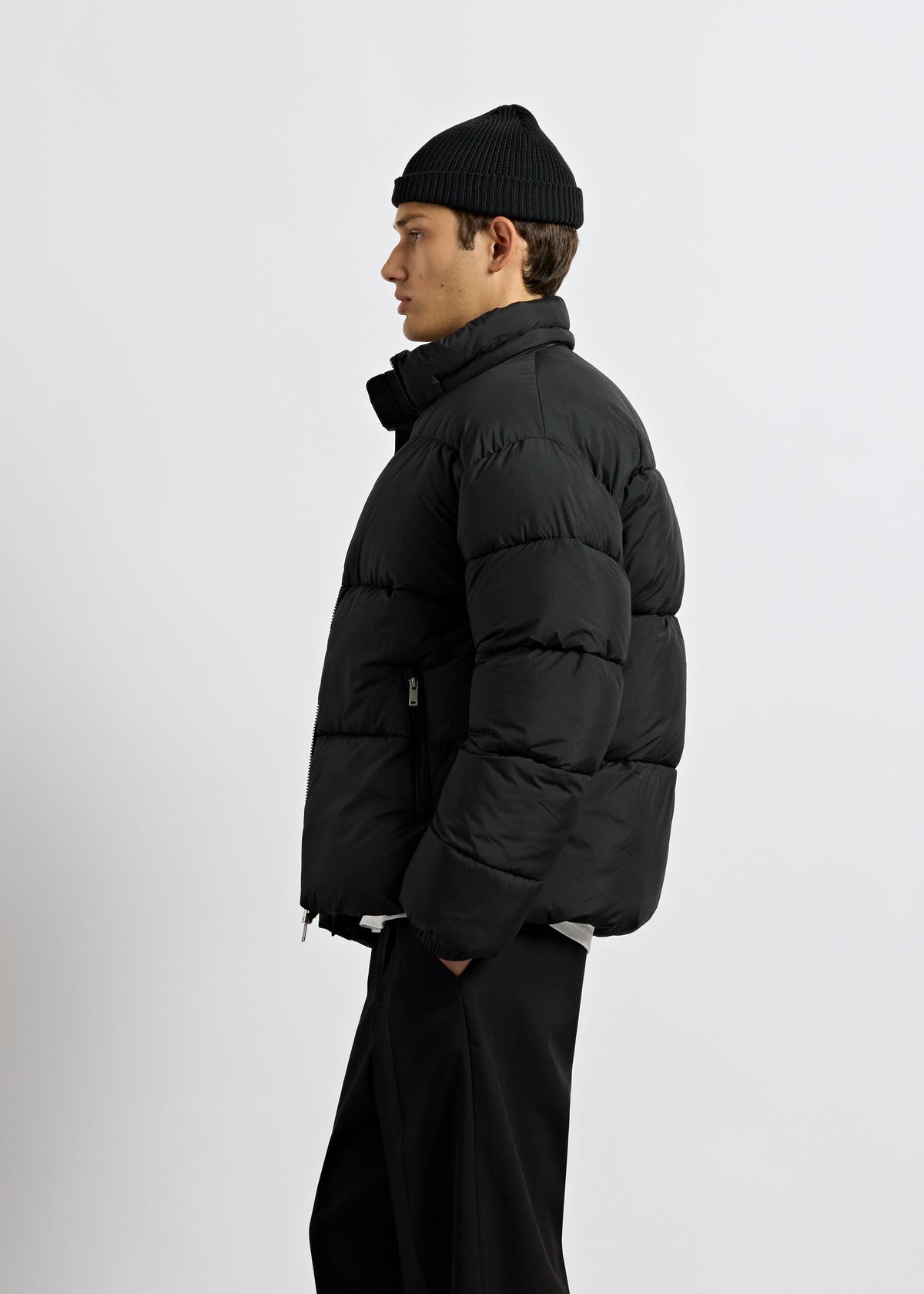 Chaqueta Acolchada Capucha Desmontable Iker en negro mate, foto 6