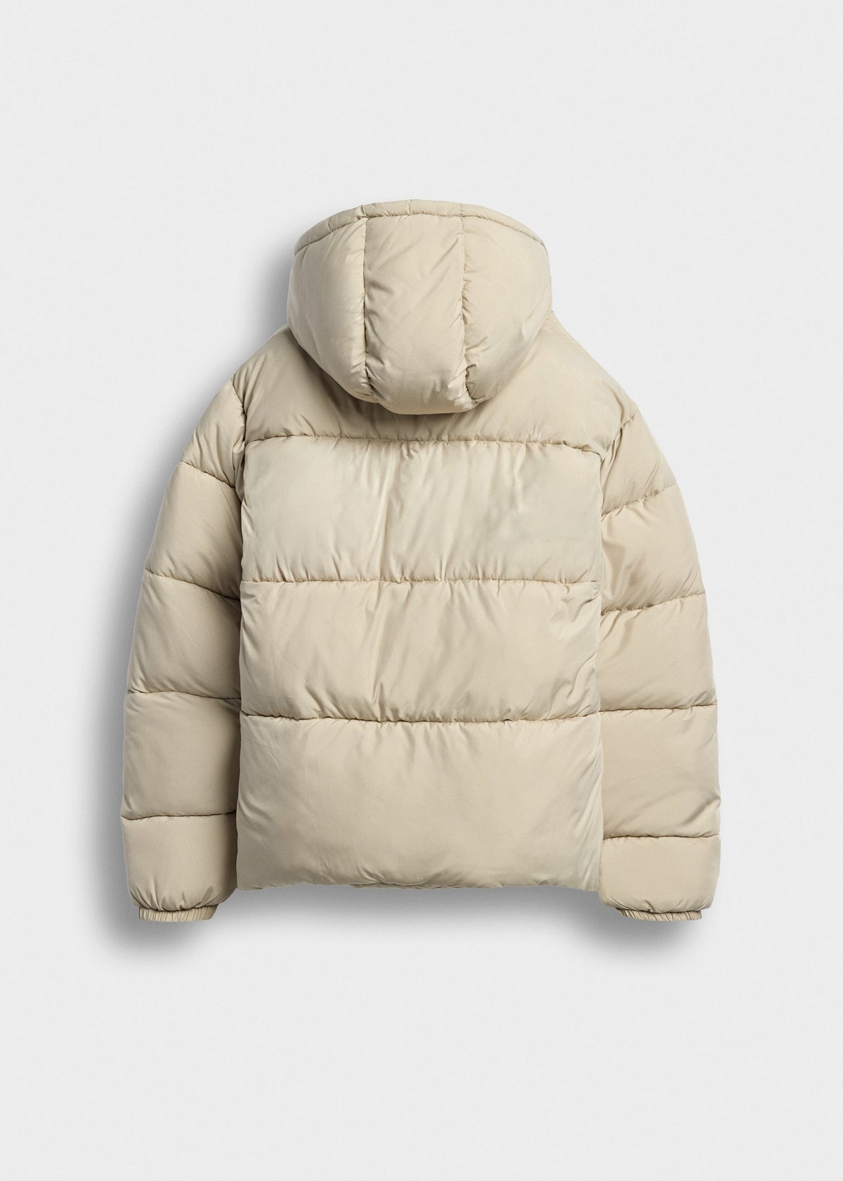 Chaqueta Acolchada Capucha Desmontable Iker en beige frío, vista trasera