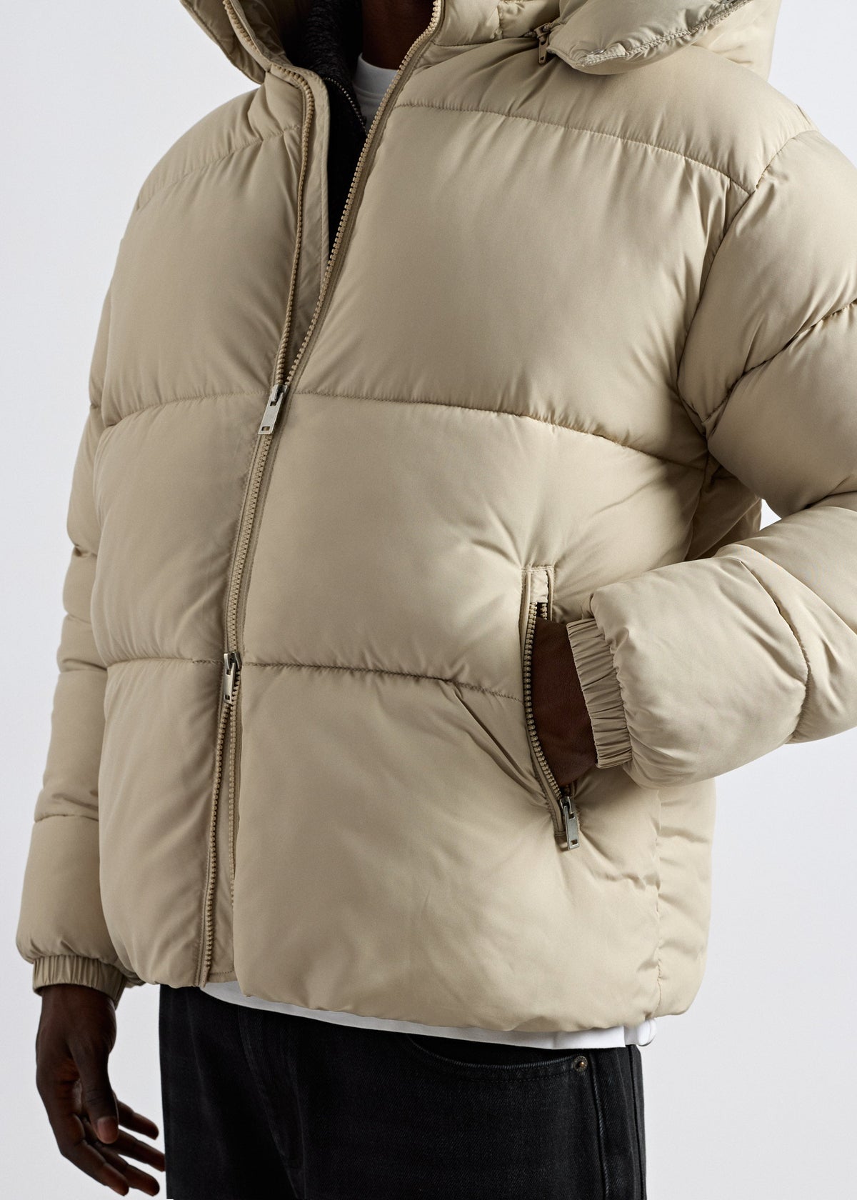 Chaqueta Acolchada Capucha Desmontable Iker en beige frío, foto 5