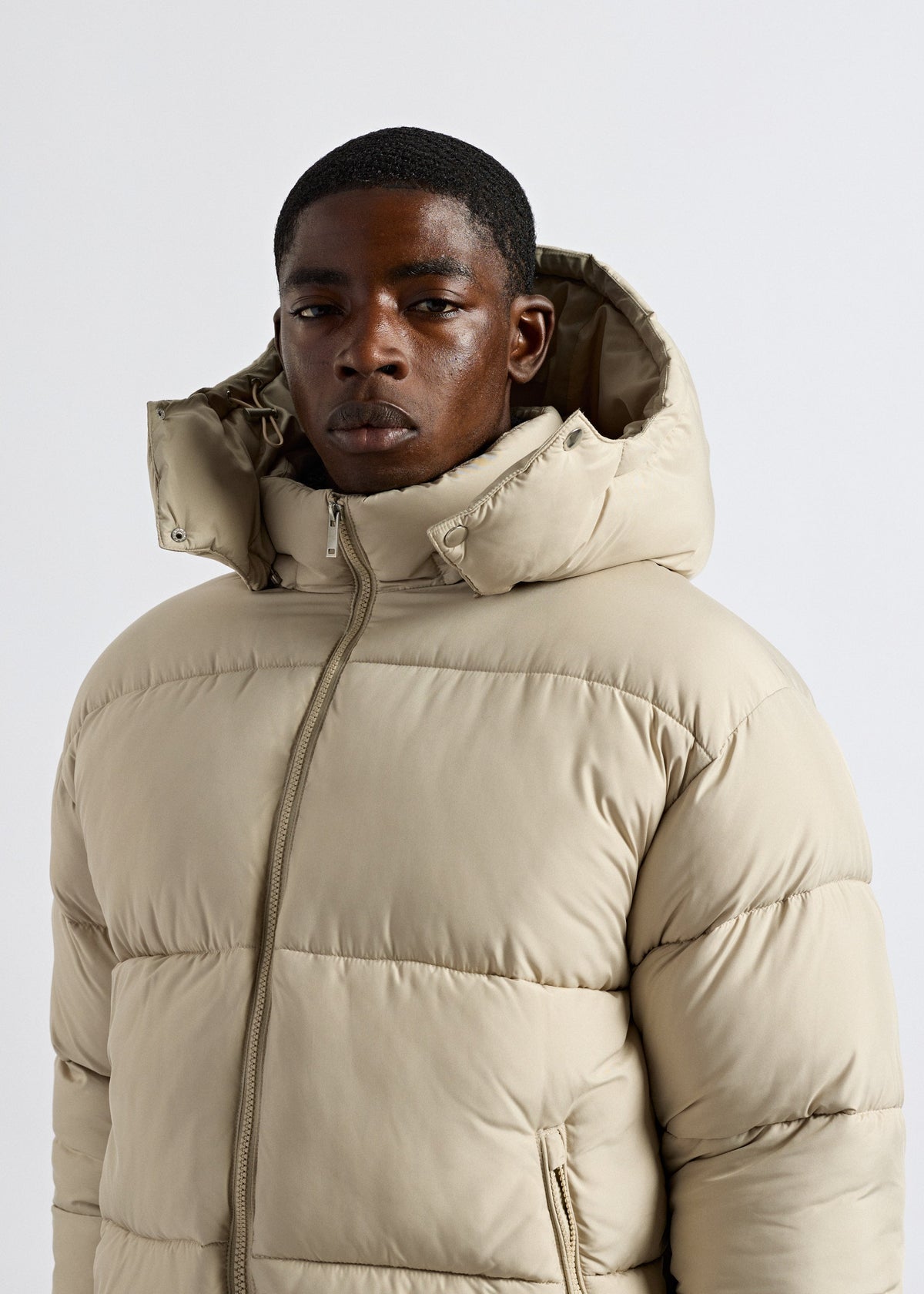 Chaqueta Acolchada Capucha Desmontable Iker en beige frío, foto 4