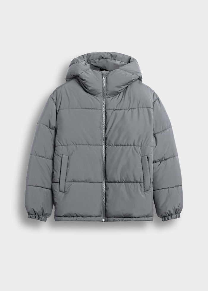 Chaqueta Acolchada Básica Leo en gris, vista delantera
