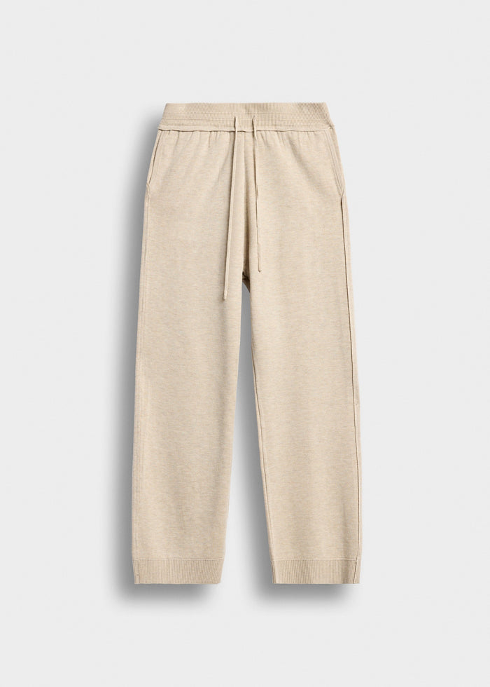 Pantalón de Punto Pierna Ancha Gonzalo en beige jaspeado, vista delantera