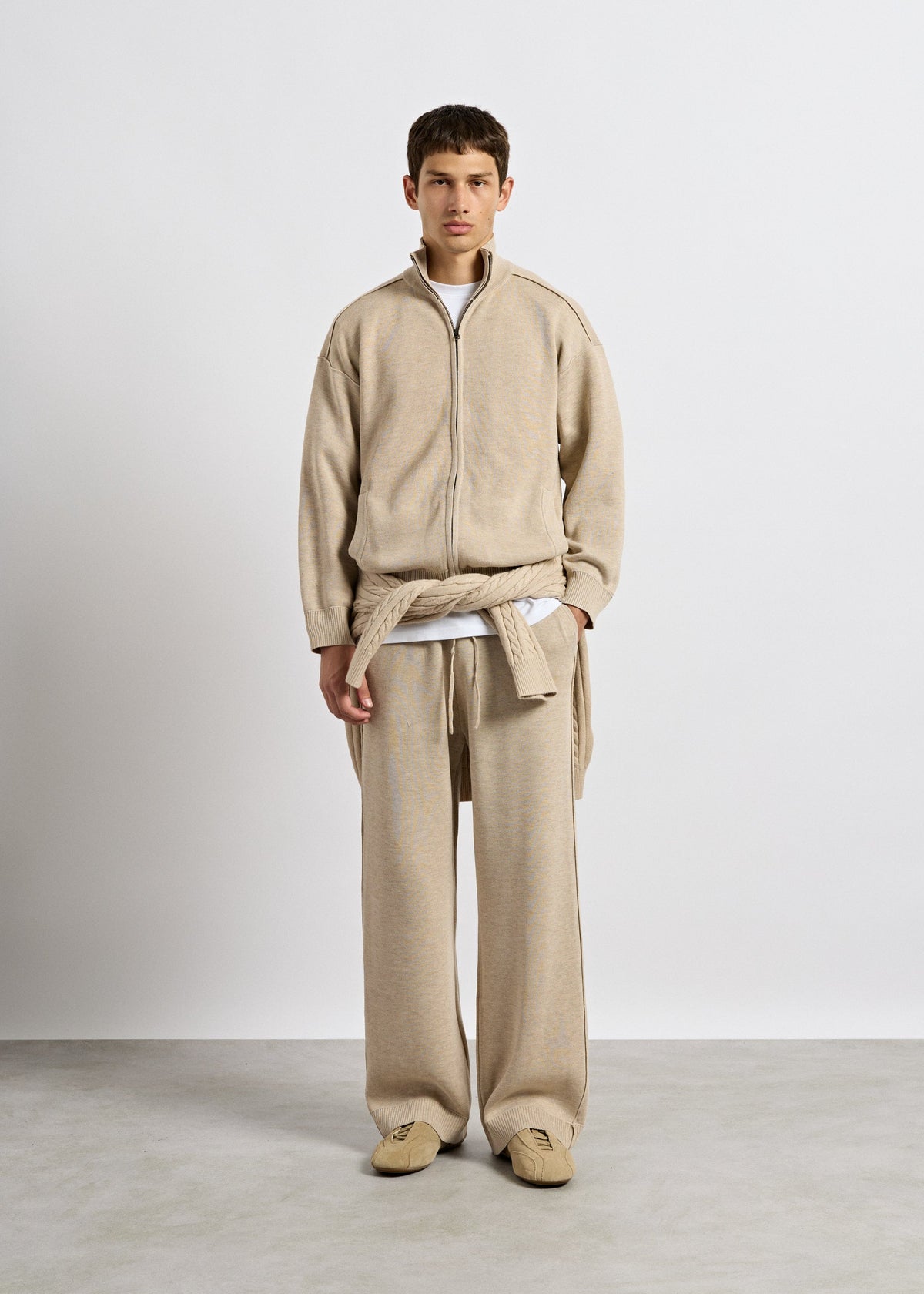 Pantalón de Punto Pierna Ancha Gonzalo en beige jaspeado, foto 4