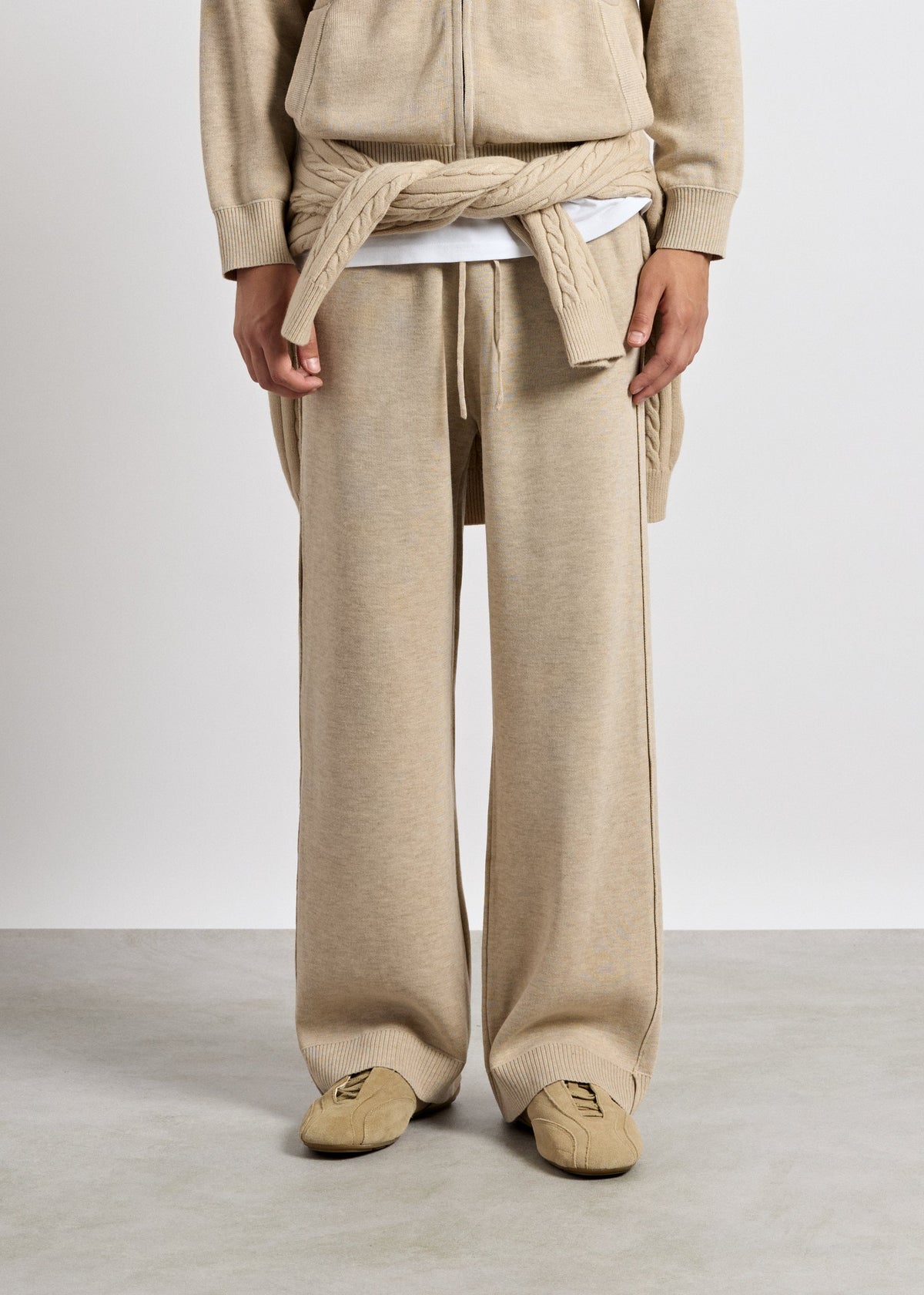 Pantalón de Punto Pierna Ancha Gonzalo en beige jaspeado, foto 3