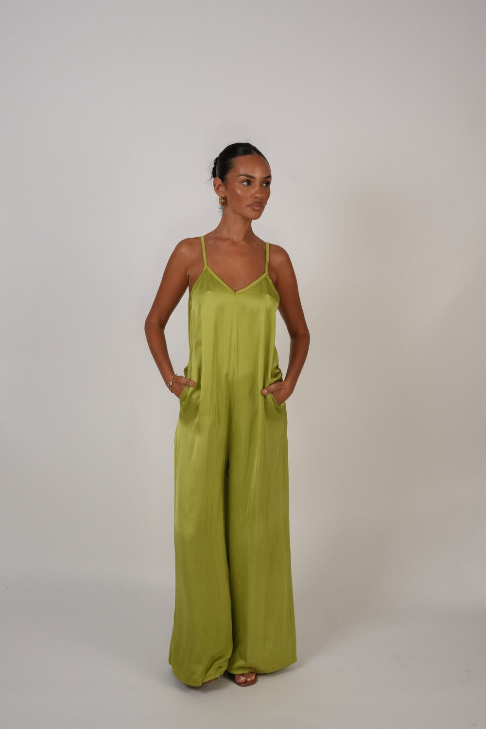 Maite | Mono largo satinado de tirantes