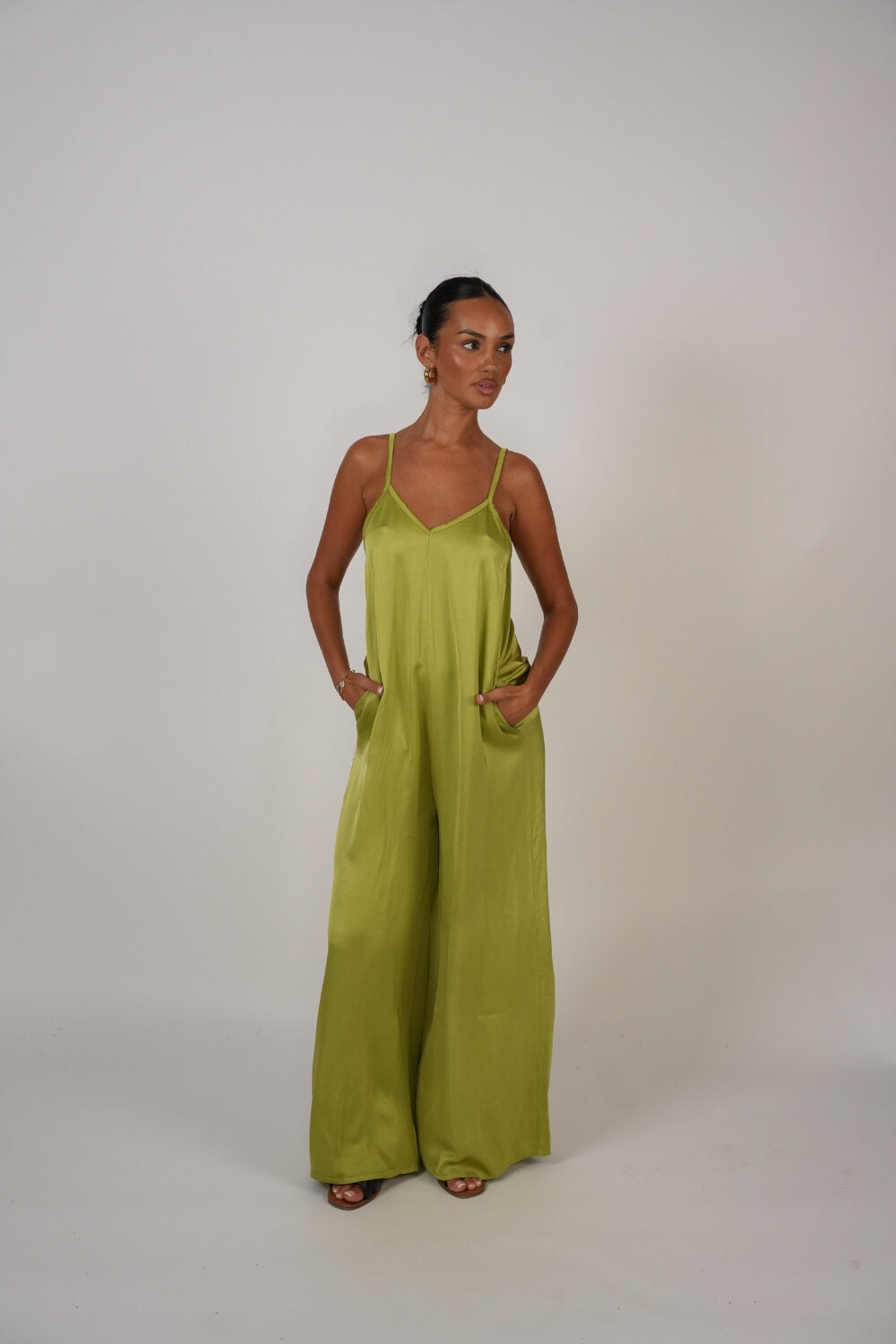 Maite | Mono largo satinado de tirantes