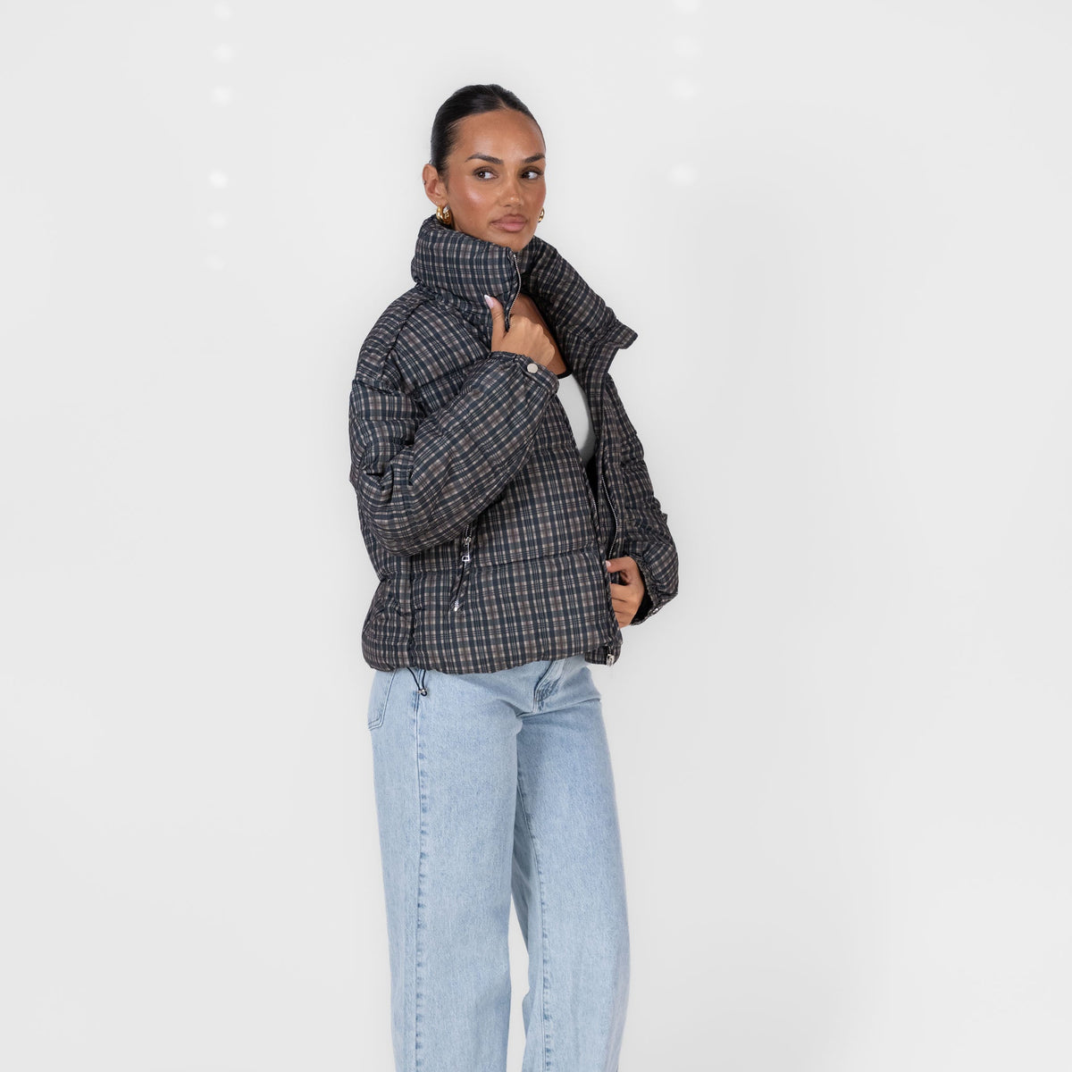 Irina | Chaqueta acolchada oversize de cuadros