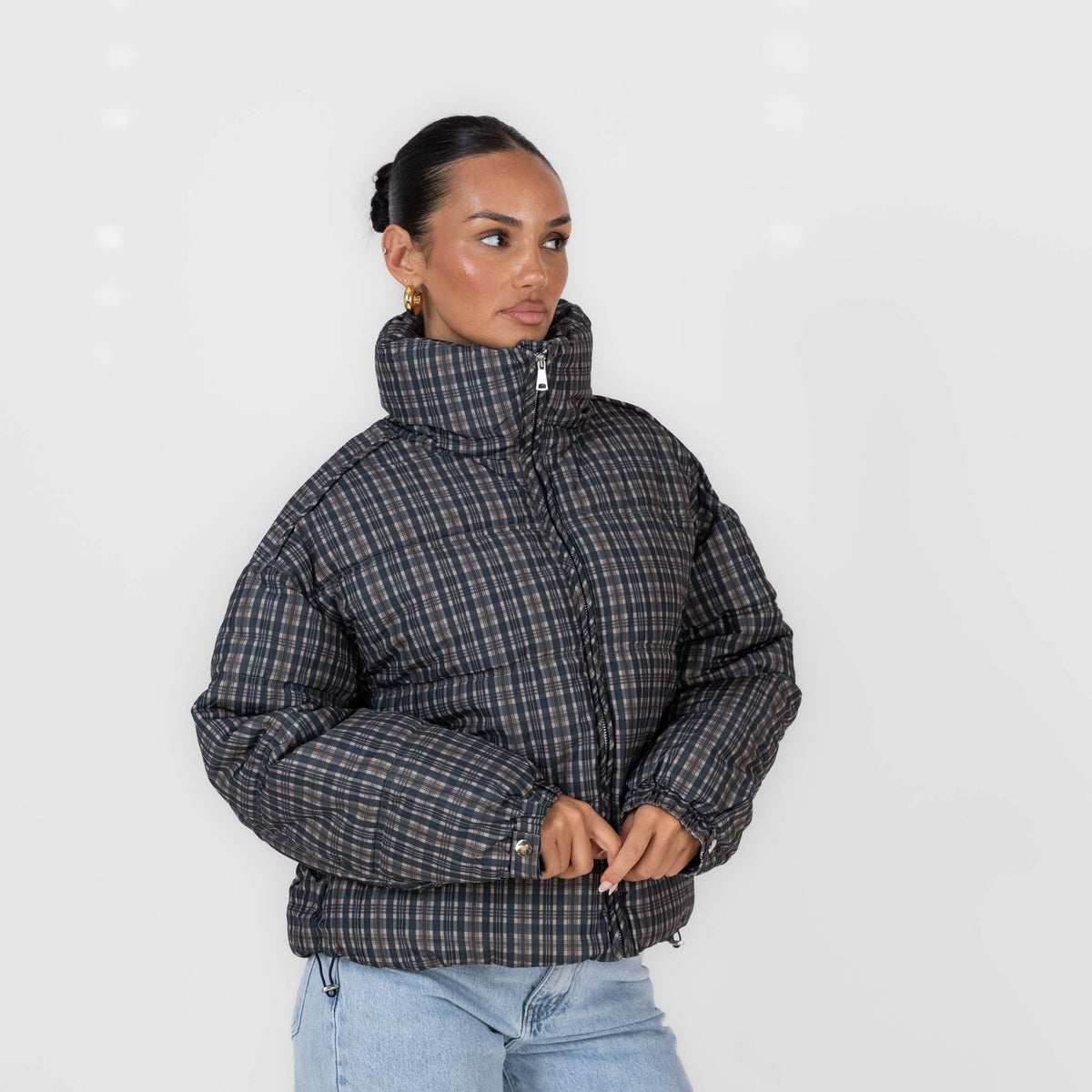 Irina | Chaqueta acolchada oversize de cuadros