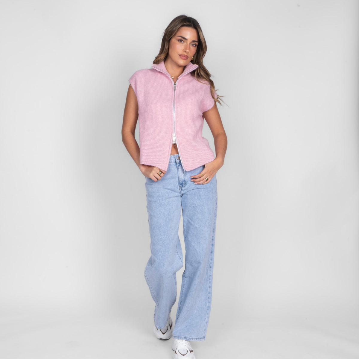 Diana | Chaleco de punto con cremallera y cuello alto