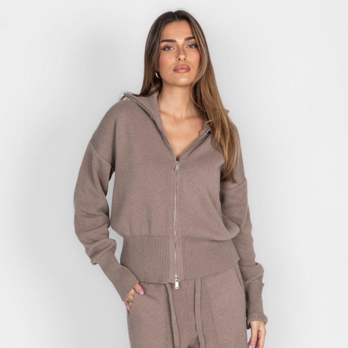 Ximena | Conjunto de cárdigan con cremallera y pantalón