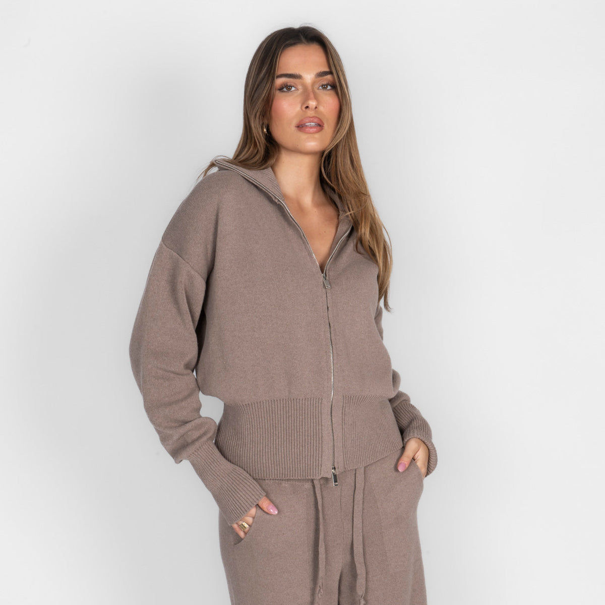 Ximena | Conjunto de cárdigan con cremallera y pantalón