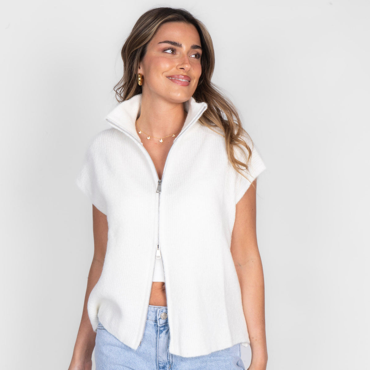 Diana | Chaleco de punto con cremallera y cuello alto