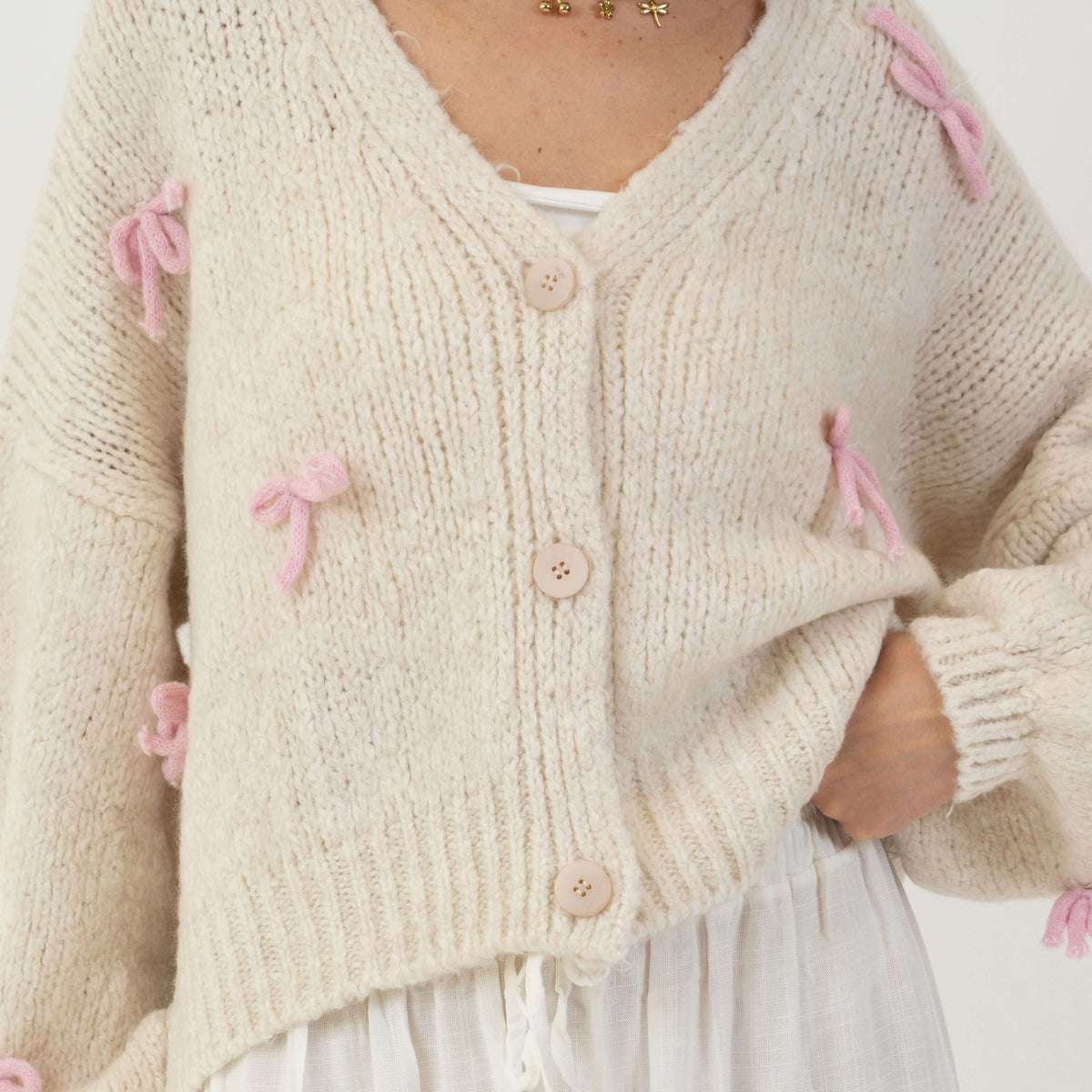 Cleo | Cárdigan oversize con mini lazos