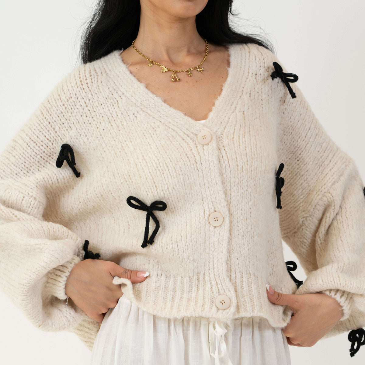 Cleo | Cárdigan oversize con mini lazos